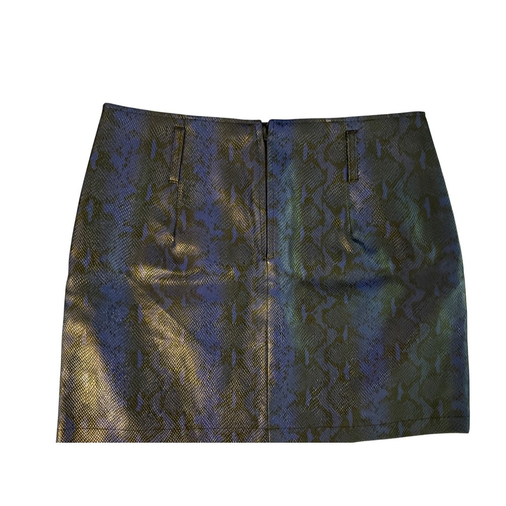 The‎ Ragged Priest Blue Metallic Snakeskin Mini Skirt Faux Leather Size L